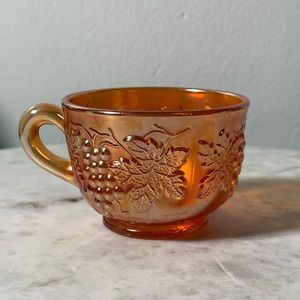 Antique Marigold Carnival Glass Punch / Tea Cup Grape and Cable Pattern